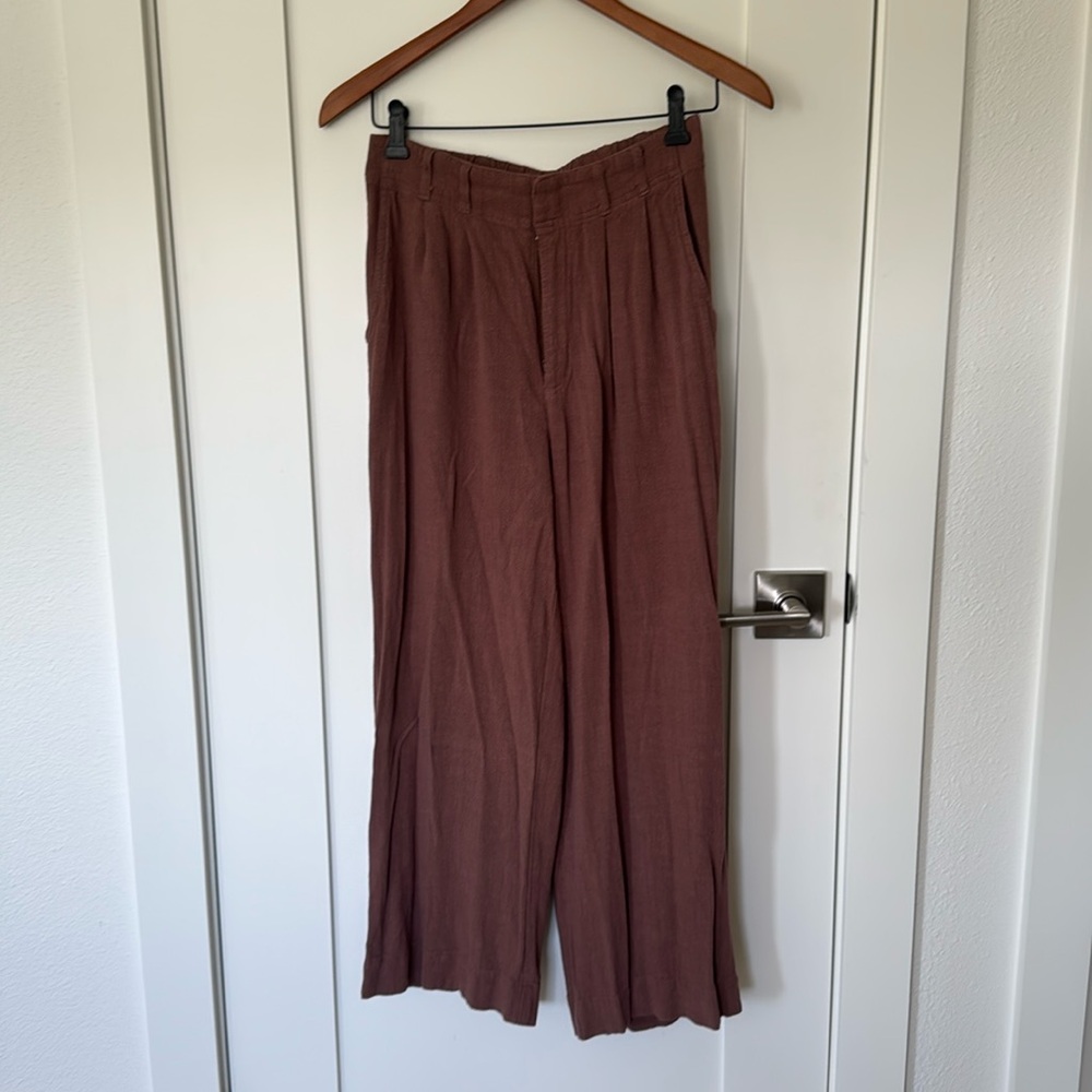 Zsupply zip front pant, Color: brown, Size: small, Length: 37”